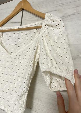 Топ блуза с рукавами молочный белый h&amp;m5 фото