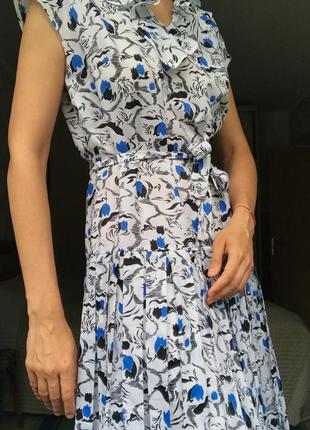 Винтажное миди платье интересный принт рюши складки3 фото