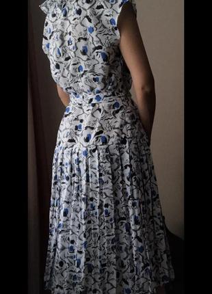 Винтажное миди платье интересный принт рюши складки6 фото