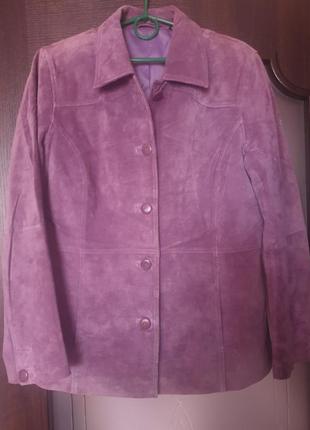 Замшевая куртка сиреневого цвета, р.m, l "liz claiborne"1 фото