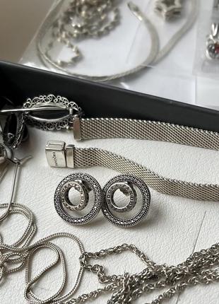 Срібні сережки трансформери пандора pandora оригінал круглі пусети срібло 9251 фото