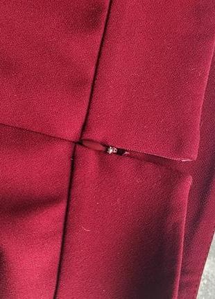Укороченные бордовые брюки палаццо2 фото