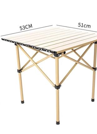 Стол прямоугольный складной для пикника в чехле 53x51x50 см туристический раскладной стол бежевый3 фото