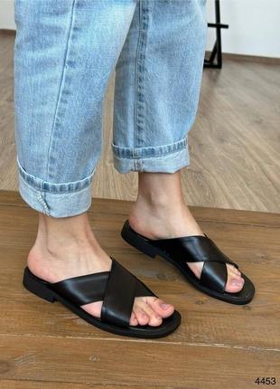 Жіночі шльопанці шкіряні у чорному та бежевому кольорі від українського виробника🖤🖤🖤