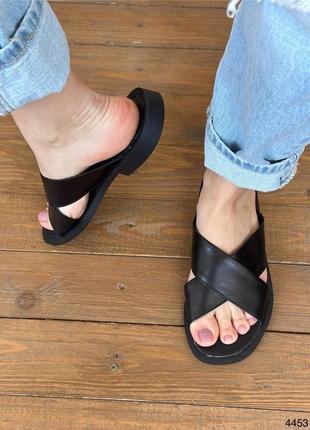 Жіночі шльопанці шкіряні у чорному та бежевому кольорі від українського виробника🖤🖤🖤