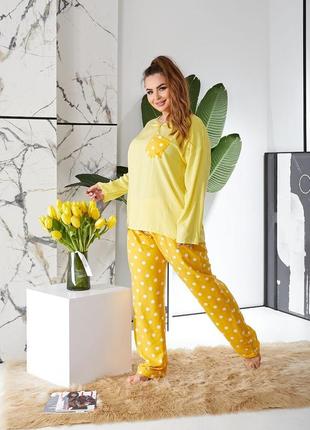 Пижама желтая в горошек трикотаж2 фото