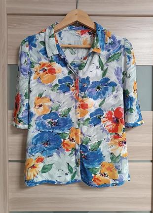 Красивая вискозная блуза в цветы акварель1 фото