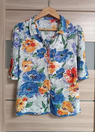Красивая вискозная блуза в цветы акварель2 фото