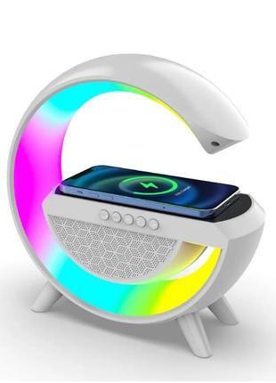 Колонка bluetooth беспроводная портативная 20 вт и лампа настольная rgb led 3 в 1 в стиле big g