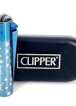 Зажигалка clipper металл с рисунком  подарочная