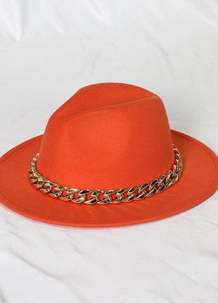 Шляпа федора унисекс с устойчивыми полями golden оранжевая5 фото