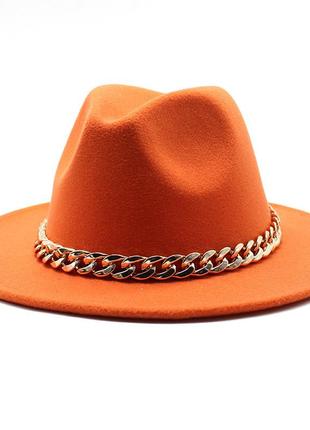 Шляпа федора унисекс с устойчивыми полями golden оранжевая1 фото