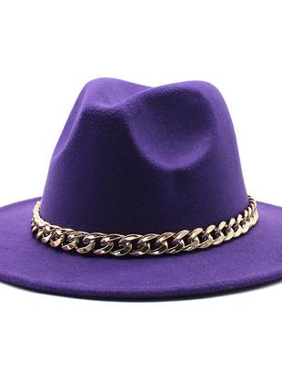 Шляпа федора фиолетовая с устойчивыми полями golden унисекс