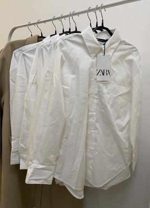 Новая женская белая рубашка zara оверсайз xs s m6 фото