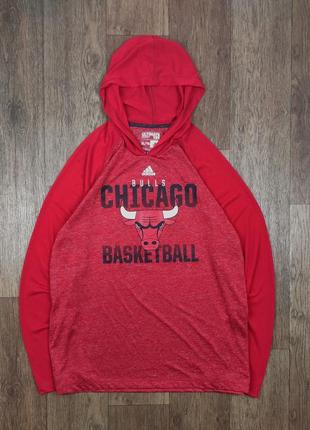 Худі adidas x chicago bulls лонгслів кофта спортивна чоловічі червона ultimate tee nba basketball