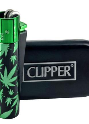 Зажигалка clipper металл с рисунком  подарочная