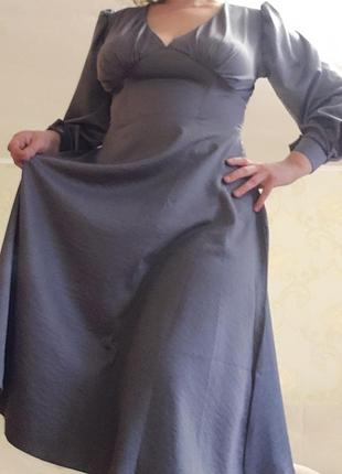 Жіноче плаття довгий рукав м 46 графіт нове4 фото