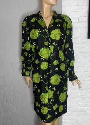 Винтажное шелковое платье миди платье в цветочный принт шелк винтаж hero’s, xl