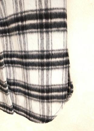 Пальто рубашка в клетку свободного кроя длинное шерстяное пальто6 фото