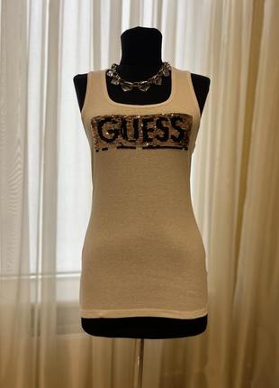 Біла майка guess s футболка топ туника1 фото