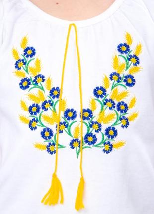 Вышиванка для девочки, детская подростковая вышитая футболка, блуза, рубашка с васильками, с цветами5 фото