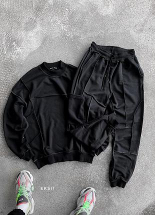 Черный спортивный костюм мужской кофта штаны