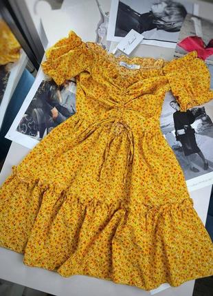 Міні сукня на дівчат з софту жовтий від 42 - до 48