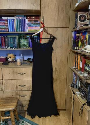 Вінтаж вечірня сукня нічна сорочка ночнушка пенюар пеньюар вечірня сукня чорна мереживна1 фото