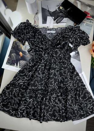 Міні сукня на дівчат з софту чорно-білий від 42 - до 48