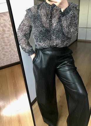 Шифонова блузка з волагами, рюшами, на зав’язці, в стилі ретро, zara