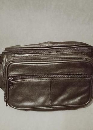 Большая шкиhяная сумка бананка genuine leather