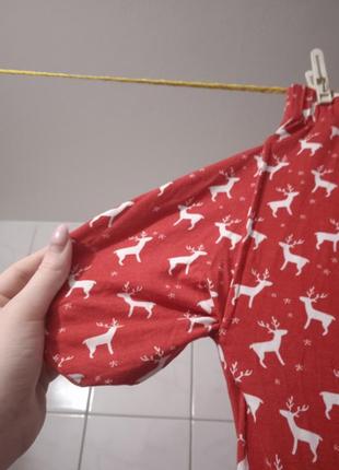 Красная женская пижама с оленями очень большого размера5 фото
