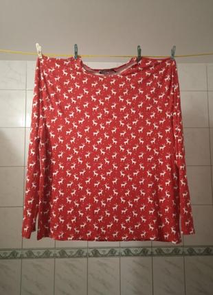 Красная женская пижама с оленями очень большого размера2 фото