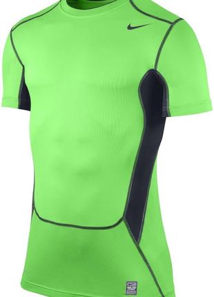 Nike pro combat  2.0 dri-fit l салатовая компрессионная спортивная футболка