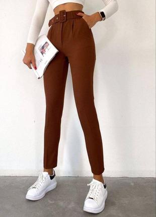 ❤️есть наложенный платеж❤️ новые женские брюки в комплекте с поясом на весну/лето для прогулок8 фото