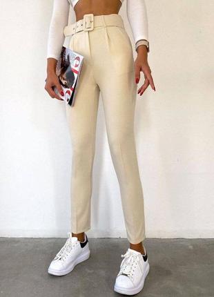 ❤️есть наложенный платеж❤️ новые женские брюки в комплекте с поясом на весну/лето для прогулок7 фото