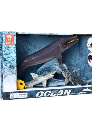 Животные кит, акула 2 шт, рыбка, подвижные детали 5502-4