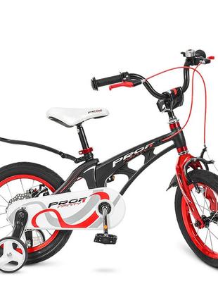 Детский двухколесный велосипед profi infinity 14 дюймов на магниевой раме черно-красный  3-5 лет