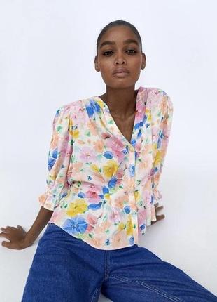 Блуза zara в цветочный принт3 фото