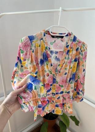 Блуза zara в цветочный принт4 фото