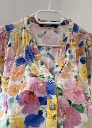 Блуза zara в цветочный принт5 фото