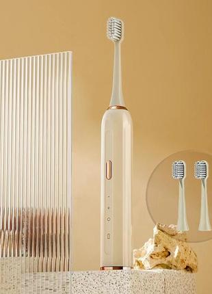 Электрическая зубная щетка sonic t300 бежевая1 фото