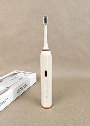 Электрическая зубная щетка sonic t300 бежевая4 фото