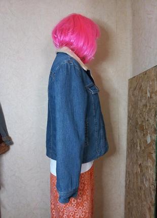 Винтажная джинсовая куртка на подкладке из шерпы l.l.bean 46-48 размер5 фото