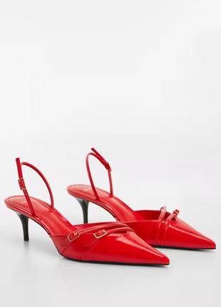Яркие красные туфли на каблуке mango new1 фото