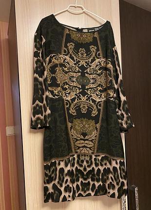 Just cavalli black print satin silk shift short dress