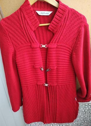 Червоний в'язаний кардиган кофта р. 42-44