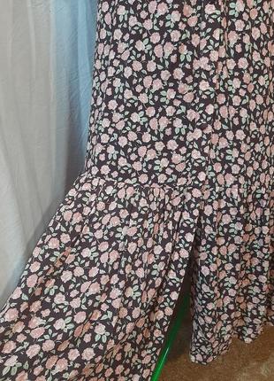 Вискозное длинное платье розовый принт3 фото