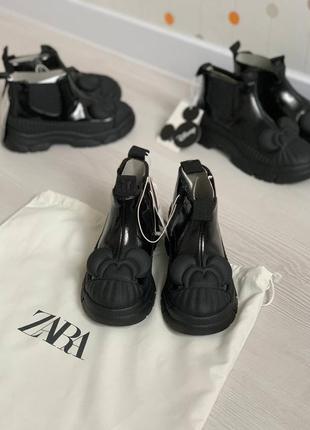 Дитячі черевики для дівчинки zara/ черевички дитячі  зара/ дитячі демісезонні черевички зара/чорні черевики для дівчинки зара4 фото