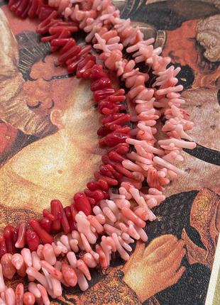 Чокер ожерелье из коралла натуральный тонированный коралл розовый красный2 фото